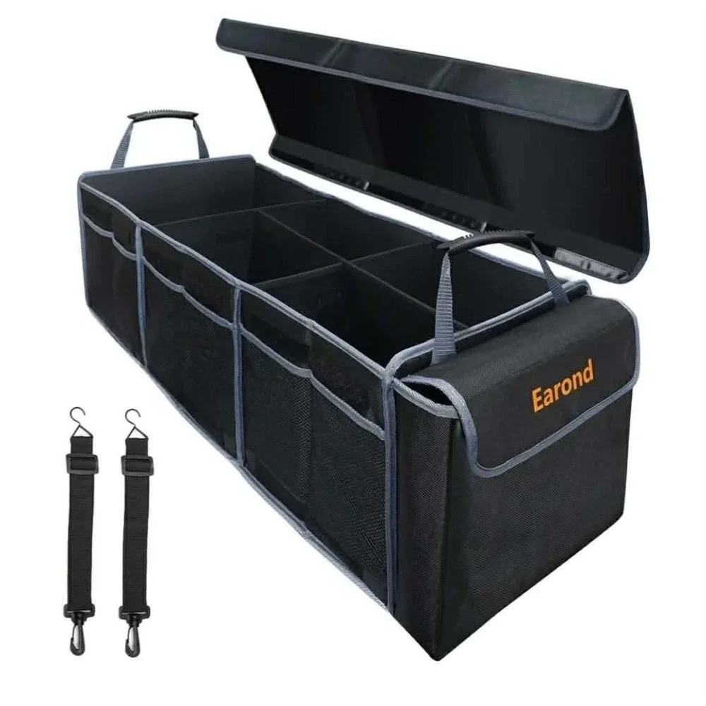 Car Trunk Organizer With Lid Collapsible Car Storage Organizer With Multi Compar